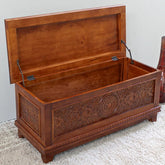 Indian Hand Carved Solid Wood Blanket Box Chest B14
